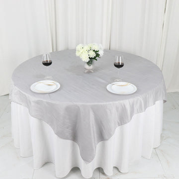 Complete Your Table Setup with the Silver Square Tablecloth Overlay
