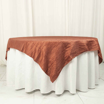 Elevate Your Table Decor with Terracotta (Rust) Accordion Crinkle Taffeta Table Overlay