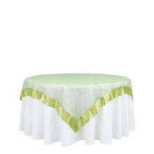 Apple Green Satin Border Embroidered Organza Square Table Overlay 72 Inch x 72 Inch