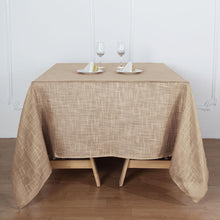 Taupe 72 Inch x 72 Inch Slubby Textured Square Wrinkle Resistant Polyester Table Overlay 