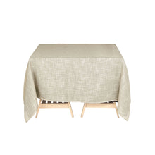 Beige Slubby Textured Square Table Overlay 72 Inch x 72 Inch Wrinkle Resistant