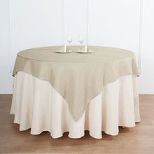 72 Inch x 72 Inch Square Beige Slubby Textured Linen Table Overlay Wrinkle Resistant