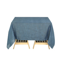 Wrinkle Resistant Slubby Textured Blue Polyester Linen 72 Inch x 72 Inch Square Table Overlay