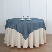 Blue Polyester 72 Inch x 72 Inch Slubby Textured Wrinkle Resistant Linen Square Table Overlay