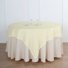 72 Inch x 72 Inch Ivory Square Wrinkle Resistant Linen Table Overlay With Slubby Texture