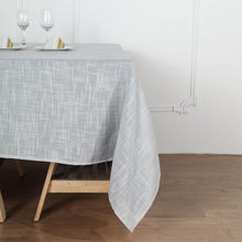 72 Inch x 72 Inch Silver Square Linen Tablecloth With Slubby Texture And Resistant To Wrinkles