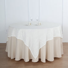 72 Inch x 72 Inch Slubby Textured Square White Table Overlay Wrinkle Resistant Linen 