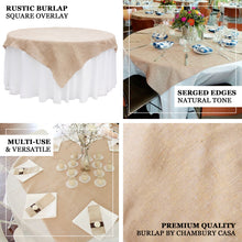 72 Inch x 72 Inch Square Natural Burlap Tablecloth