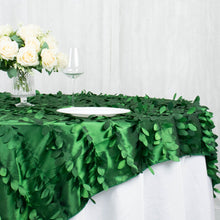 72X72 Taffeta Table Overlay In Green 3D Leaf Petal Style