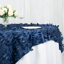 72x72inch Navy Blue 3D Leaf Petal Taffeta Fabric Table Overlay