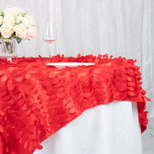 72X72 Taffeta Table Overlay In Red 3D Leaf Petal Style