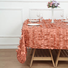 Terracotta (Rust) 3D Leaf Petal Taffeta Fabric Table Overlay