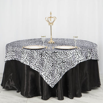 The Perfect Black/White Taffeta Leopard Print Table Overlay for Any Occasion