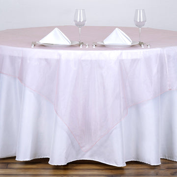 Elevate Your Event Decor with the Blush Organza Square Table Overlay