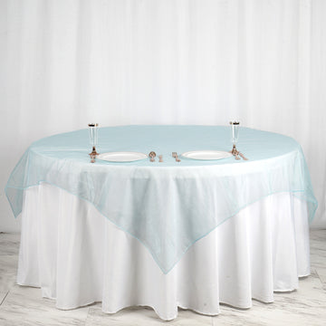 Elevate Your Event with the Light Blue Organza Square Table Overlay