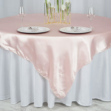 Square 72 Inch x 72 Inch Seamless Satin Table Overlay In Blush Rose Gold