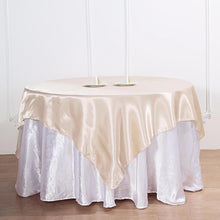 Beige Square Seamless Satin Table Overlay 72 Inch x 72 Inch
