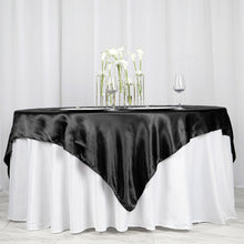 Black Seamless Satin Square Tablecloth Overlay 72 Inch x 72 Inch