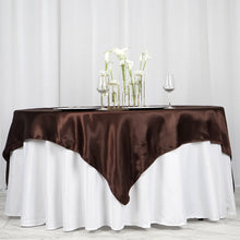 Chocolate Seamless Satin Square Tablecloth Overlay 72 Inch x 72 Inch