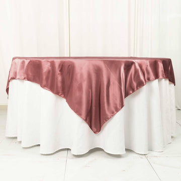 Add Elegance to Your Event with the Cinnamon Rose Seamless Satin Square Table Overlay