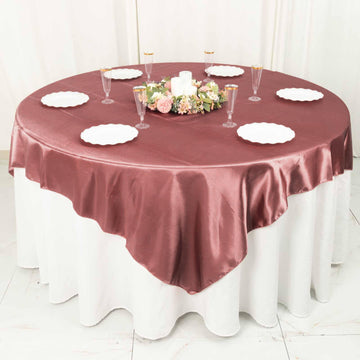 Enhance Your Event Decor with the Cinnamon Rose Seamless Satin Square Table Overlay