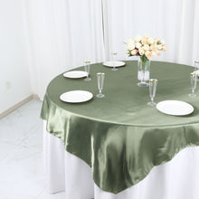Seamless Satin Square Table Overlay In Eucalyptus Sage Green Color 72 Inch X 72 Inch 
