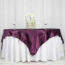 Eggplant Seamless Satin Square Tablecloth Overlay 72 Inch x 72 Inch