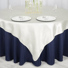 Seamless Satin Ivory Square Tablecloth Overlay 72 Inch x 72 Inch