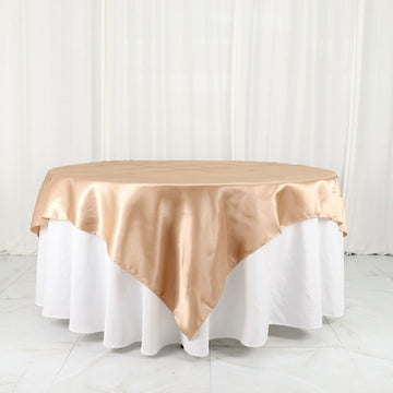 Elegant Nude Seamless Satin Square Table Overlay 72"x72"