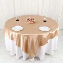 72x72 Inch Square Nude Satin Table Overlay