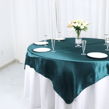Peacock Teal Seamless Satin Table Overlay 72x72 Inch Square