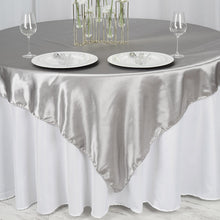 Seamless Satin Silver Square Tablecloth Overlay 72 Inch x 72 Inch#whtbkgd