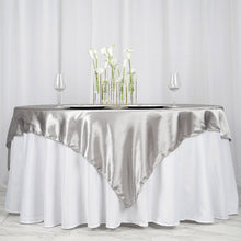 Silver Seamless Satin Square Tablecloth Overlay 72 Inch x 72 Inch