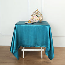 Seamless Satin Square Table Overlay 72 Inch x 72 Inch in Teal Color