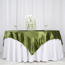 Olive Green Seamless Satin Square Tablecloth Overlay 72 Inch x 72 Inch