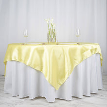 Yellow Seamless Satin Square Tablecloth Overlay 72 Inch x 72 Inch