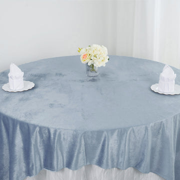 Create an Extraordinary Table Setup with the Dusty Blue Premium Soft Velvet Tablecloth