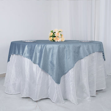 Elevate Your Table Decor with the Dusty Blue Premium Soft Velvet Table Overlay