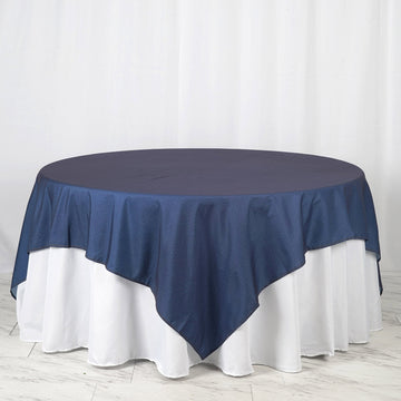 Dark Blue Faux Denim Polyester Square Table Overlay 85"x85"