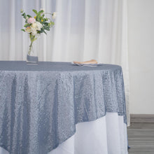 Tablecloth Overlay 90 Inch By 90 Inch Dusty Blue Sequin Square Seamless