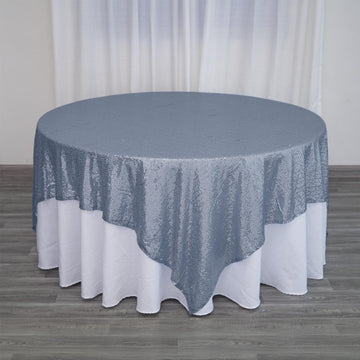 Dazzle Your Guests with the Dusty Blue Premium Sequin Tablecloth