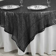 Premium Sequin Black Square Sparkly Table Overlay 90 Inch x 90 Inch#whtbkgd