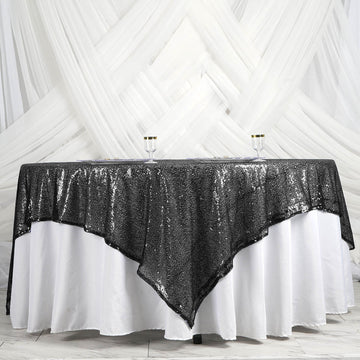 Create a Dazzling Tablescape with the Sparkly Black Table Overlay