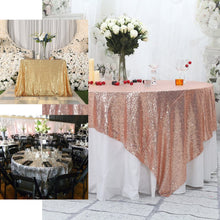 Champagne Square Premium Sequin Sparkly Table Overlay 90 Inch x 90 Inch