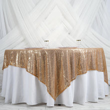 Gold Premium Sequin Square Sparkly Table Overlay 90 Inch x 90 Inch