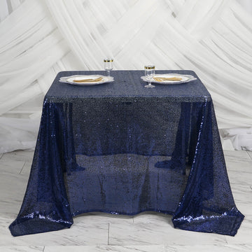 Navy Blue Sequin Table Overlay - Add Glamour to Your Event