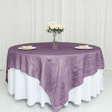 90 Inch x 90 Inch Accordion Crinkle Taffeta Violet Amethyst Colored Table Overlay 
