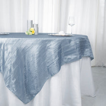 Square Dusty Blue Accordion Crinkle Taffeta Table Overlay 90 Inch x 90 Inch