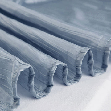 Create a Stunning Tablescape with the Dusty Blue Accordion Crinkle Taffeta Square Table Overlay