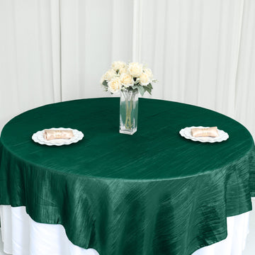 Elegant Hunter Emerald Green Accordion Crinkle Taffeta Table Overlay